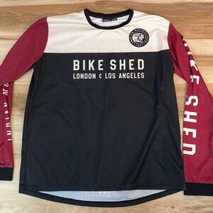 Indian Motorcycle Bike Shed Shirt Mens Large Racer Tee Mesh Jersey Long Sleeve